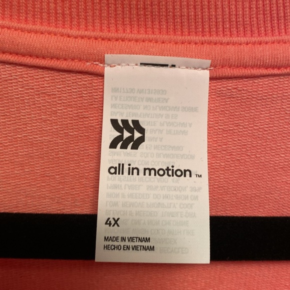 Brand New All in Motion Rose Pink French Terry Sweatshirt…size 4X - Picture 4 of 6